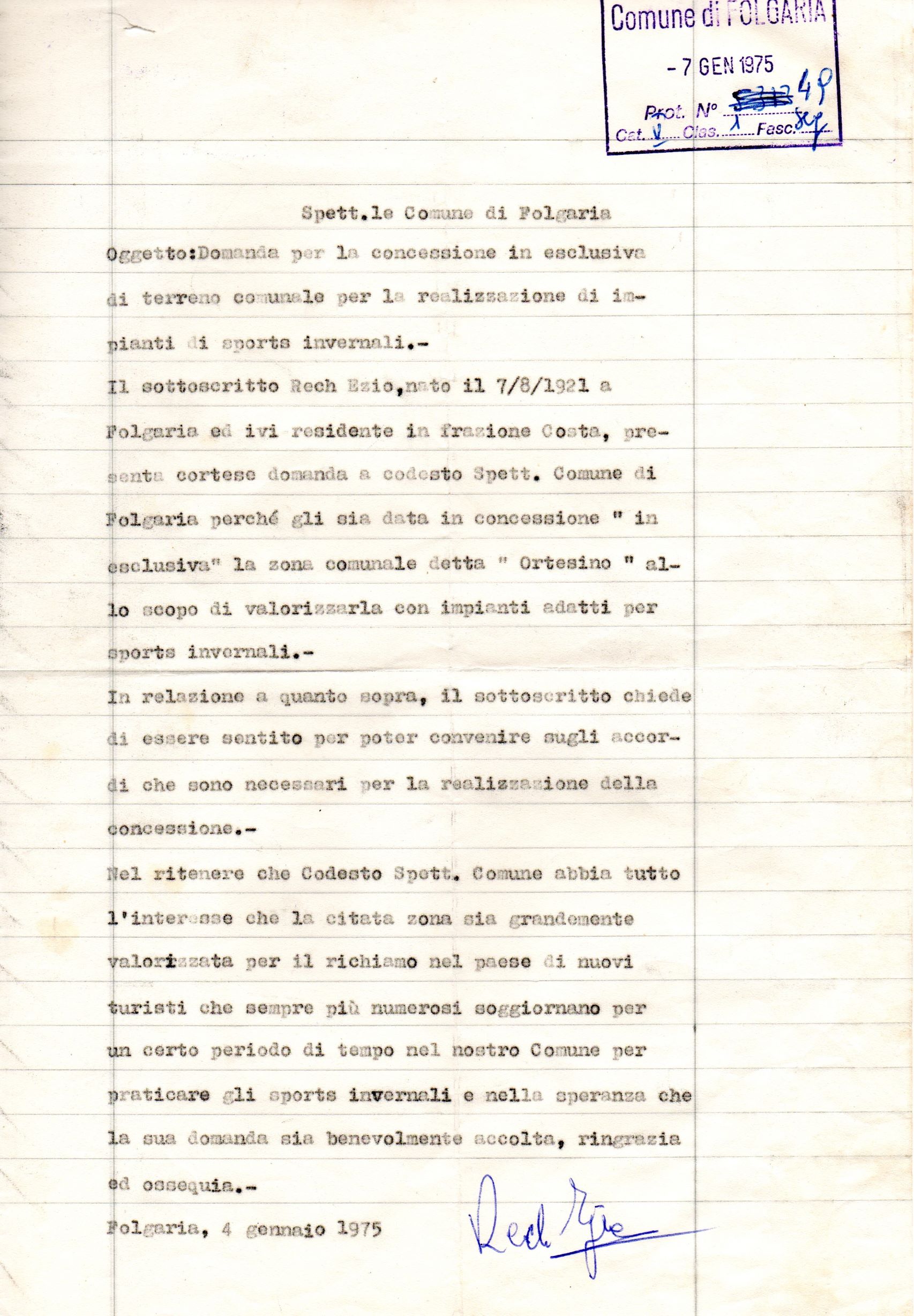 Application for concession of municipal land