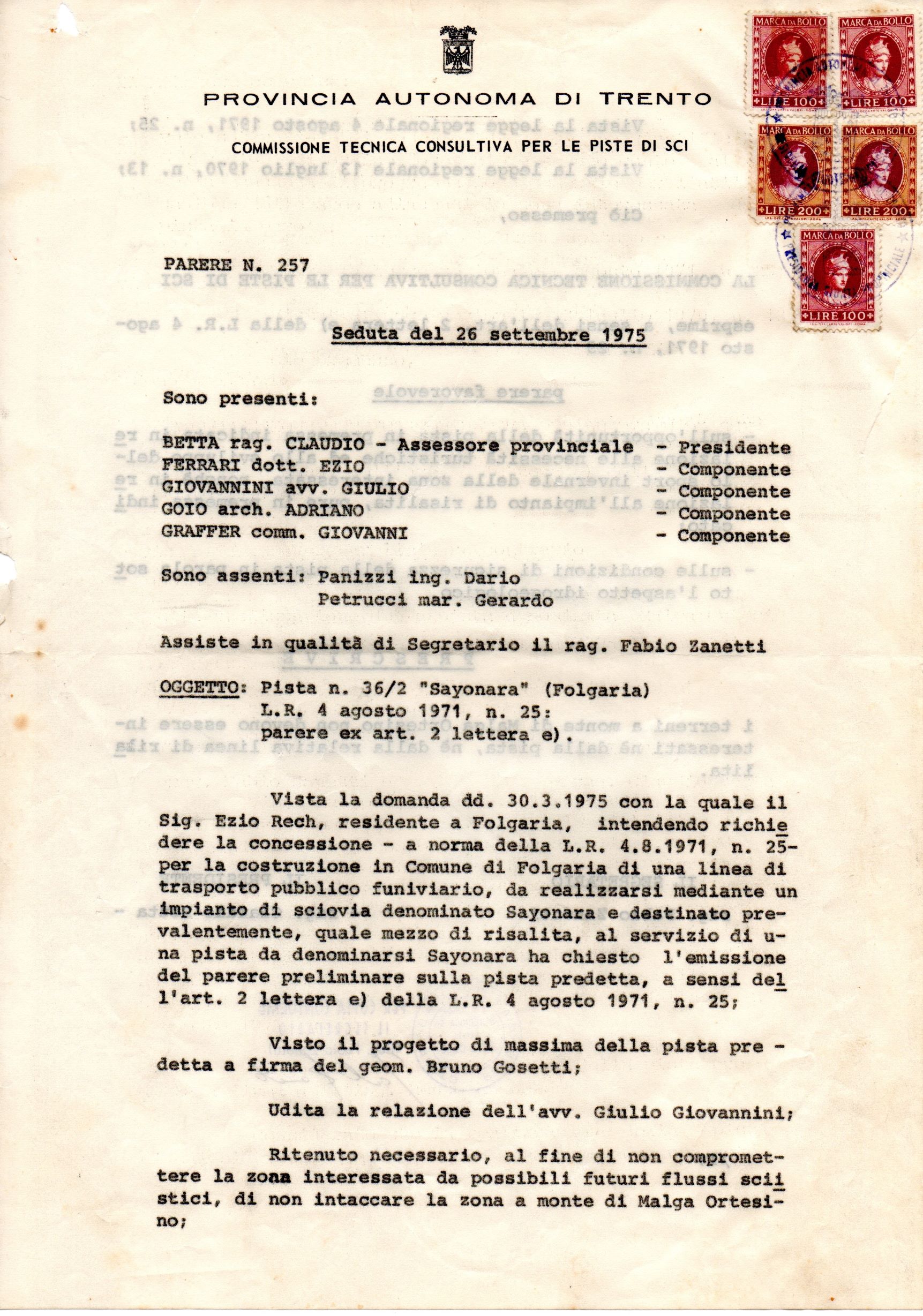 PAT meeting of 26/06/1975