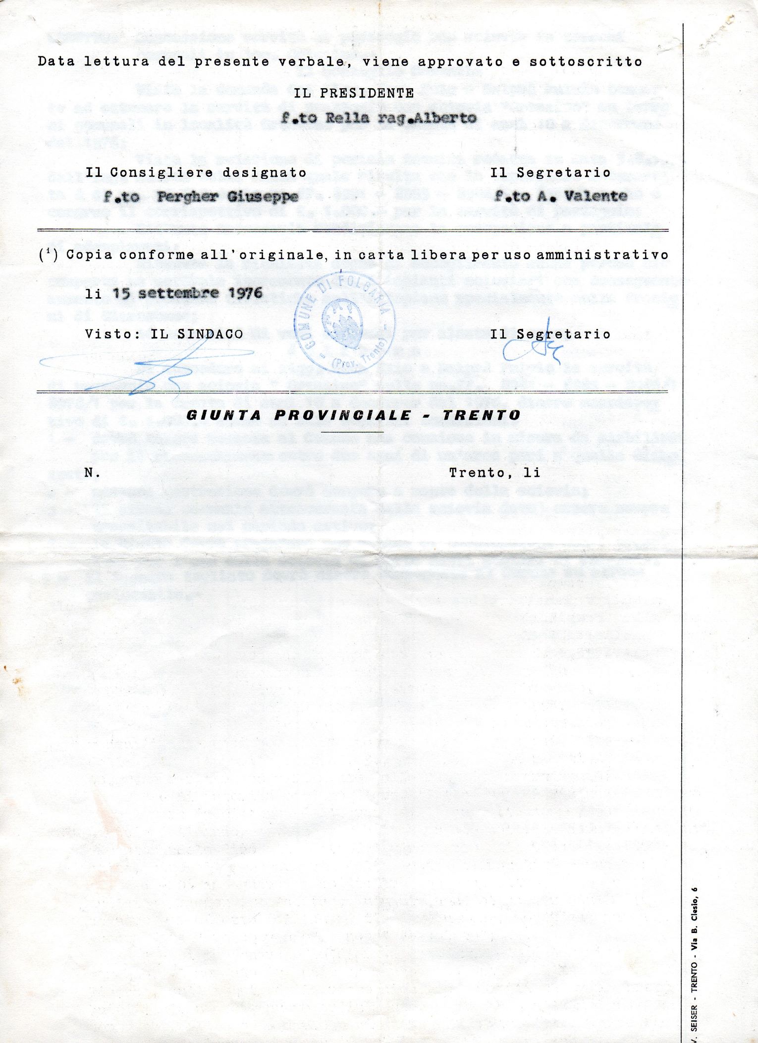 Favourable opinion 06/05/1976