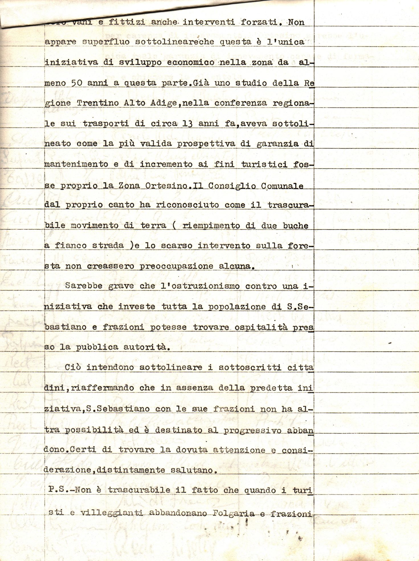 Letter from the S. Sebastiano committee